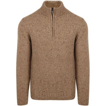 Suitable Sweater  Half Zip Trui Donnegal Tweed Eco Wool Beige