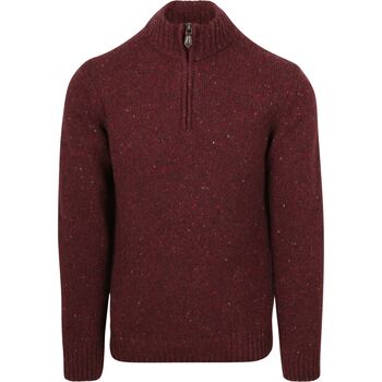 Suitable Sweater  Half Zip Trui Donnegal Tweed Eco Wool Bordeaux
