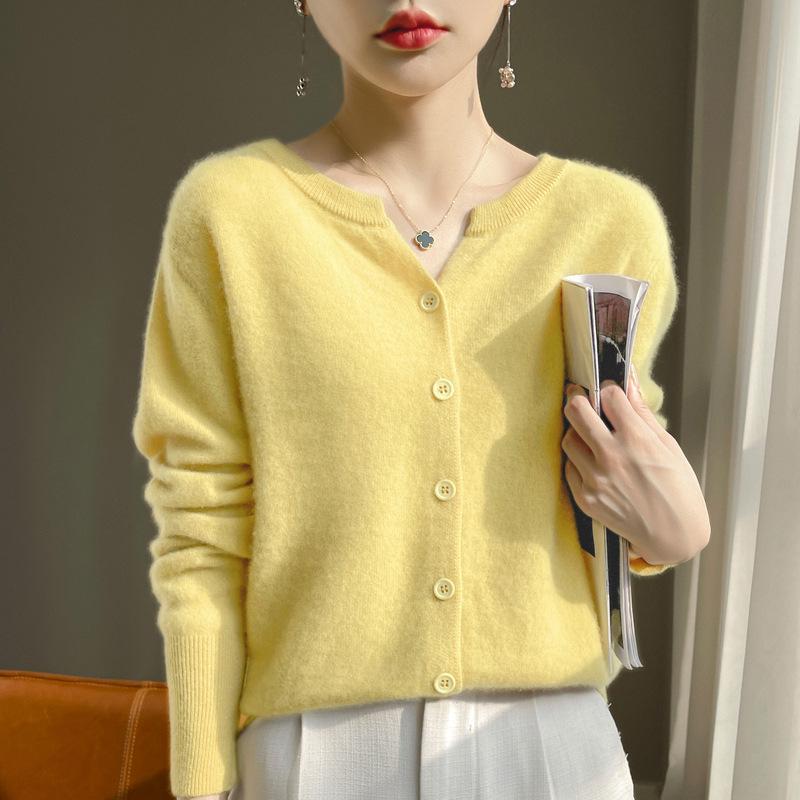 StrideBox 2024 Dames Kasjmier Cardigan met V-hals: Veelzijdige trui met lange mouwen voor lente en herfst XXL