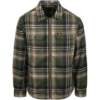 Superdry Sweater  Overshirt Miller Wool Blend Ruit Groen