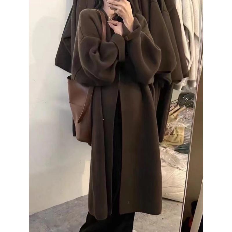 CANVAUS Herfst en winter damestrui Premium Sense lange trui Los ontwerp Niche Lui windjack vest Jack Tops One Size donkere koffiekleur