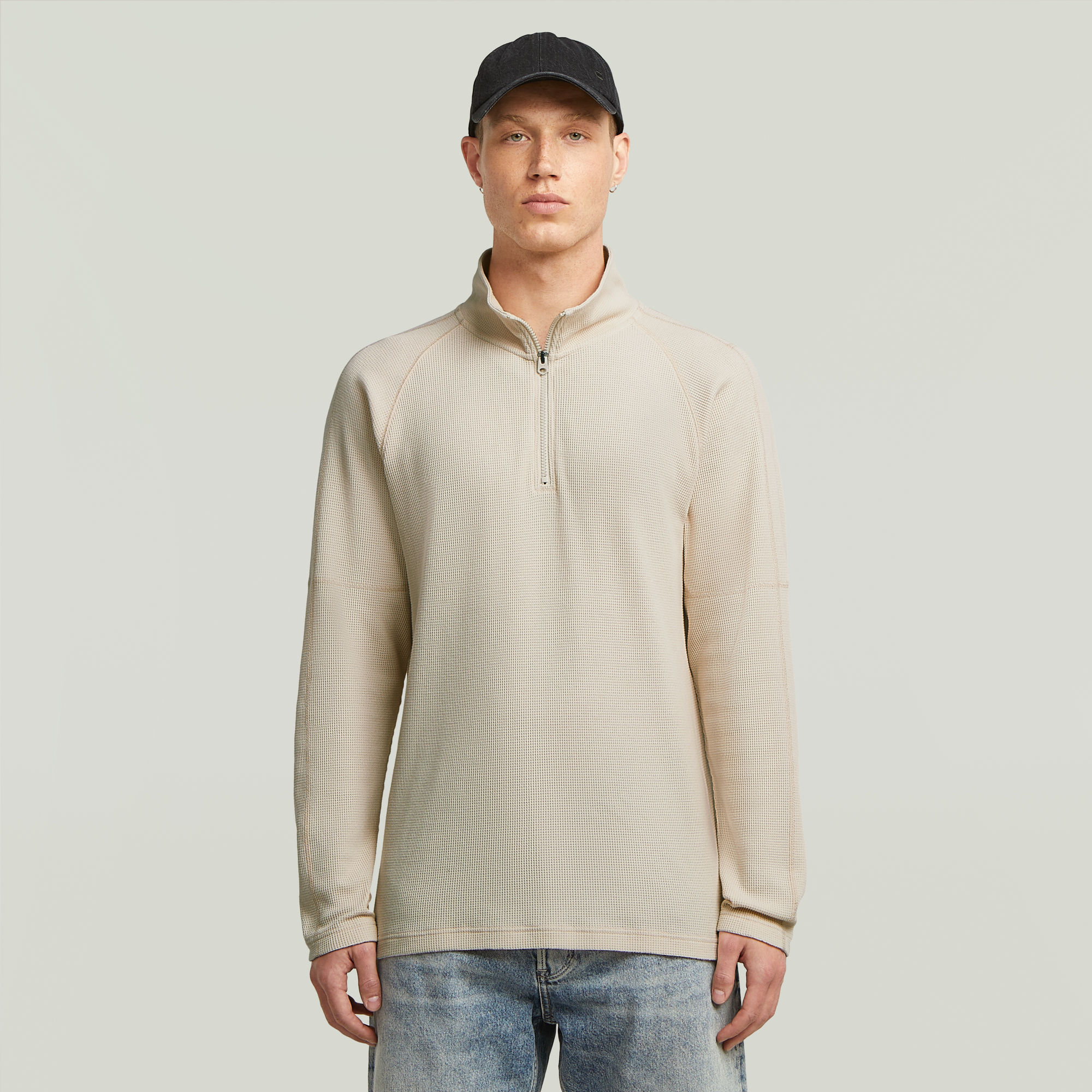G-Star RAW Tweeter Half Zip T-Shirt - Wit - Heren