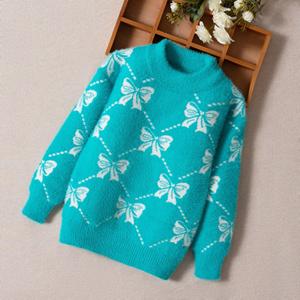 WTEMPO Winter Verdikte Nieuwe Nerts Kinderstrui Basis Meisjes Gebreide Trui Pullover Ronde Hals 130