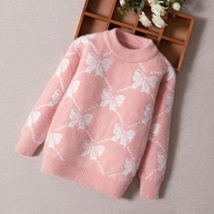 WTEMPO Winter Verdikte Nieuwe Nerts Kinderstrui Basis Meisjes Gebreide Trui Pullover Ronde Hals 140