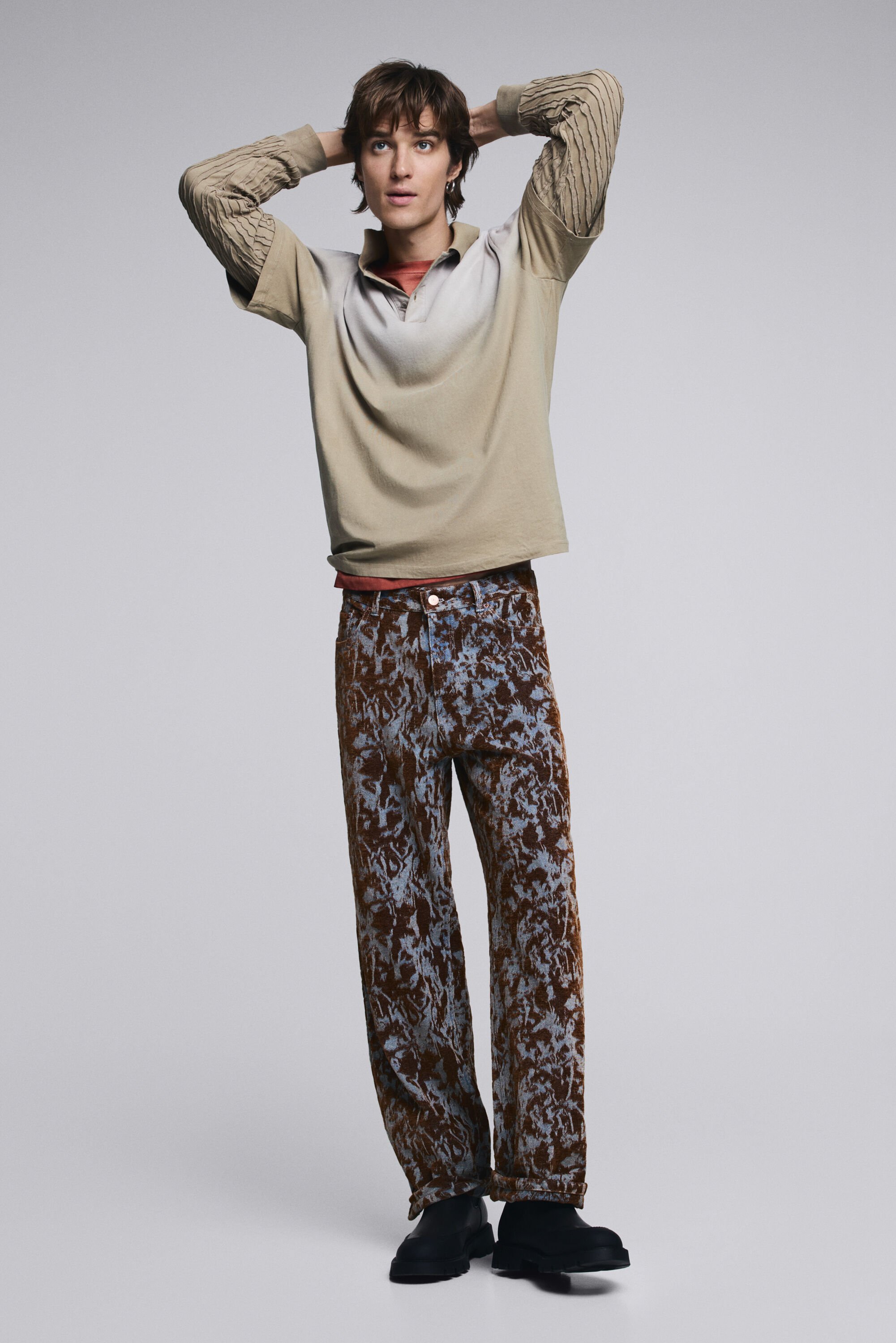 Desigual Rechte broek met texturen - BROWN