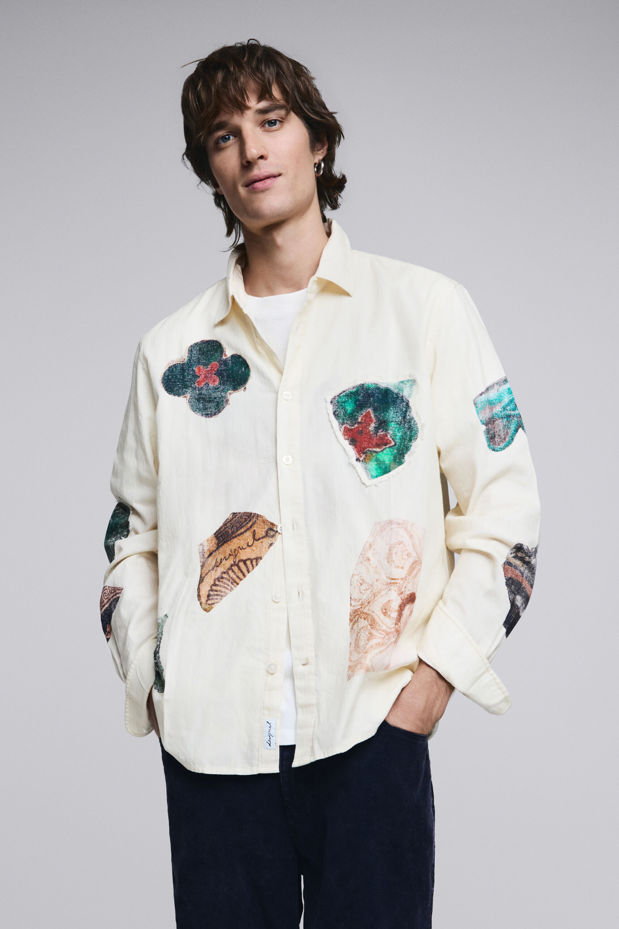 Desigual Patchwork mozaïek overhemd - WHITE