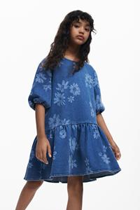 Desigual Denim jurk met bloemen - BLUE