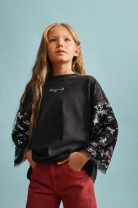 Desigual T-shirt met 3/4 mouwen en sterren - BLACK