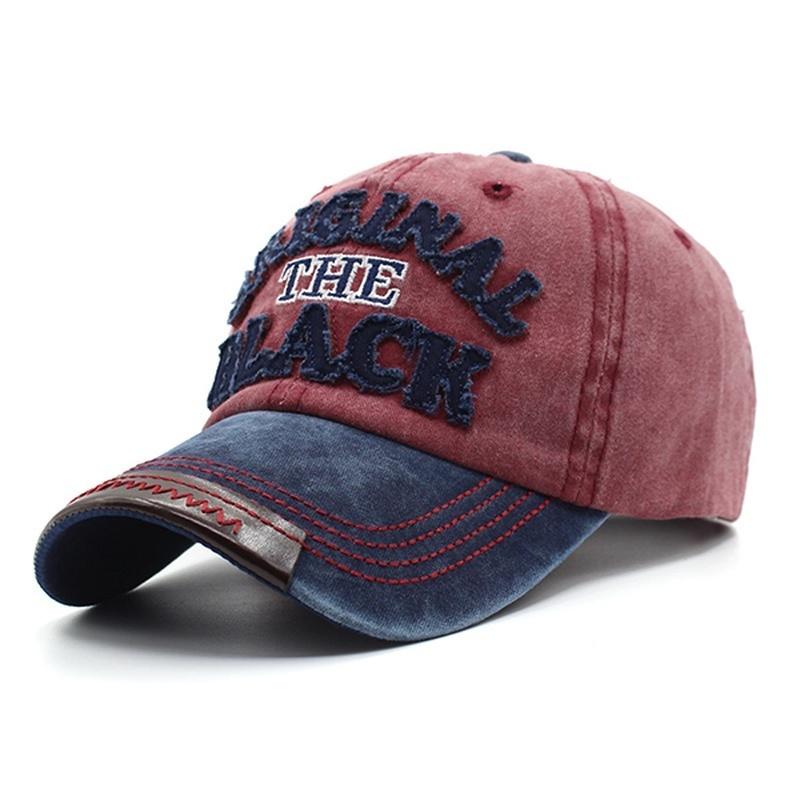 Cap Factory Retro gewassen baseballcap voorzien van snapback hoed voor heren dames casual pet brief zwarte pet rood/Vloot