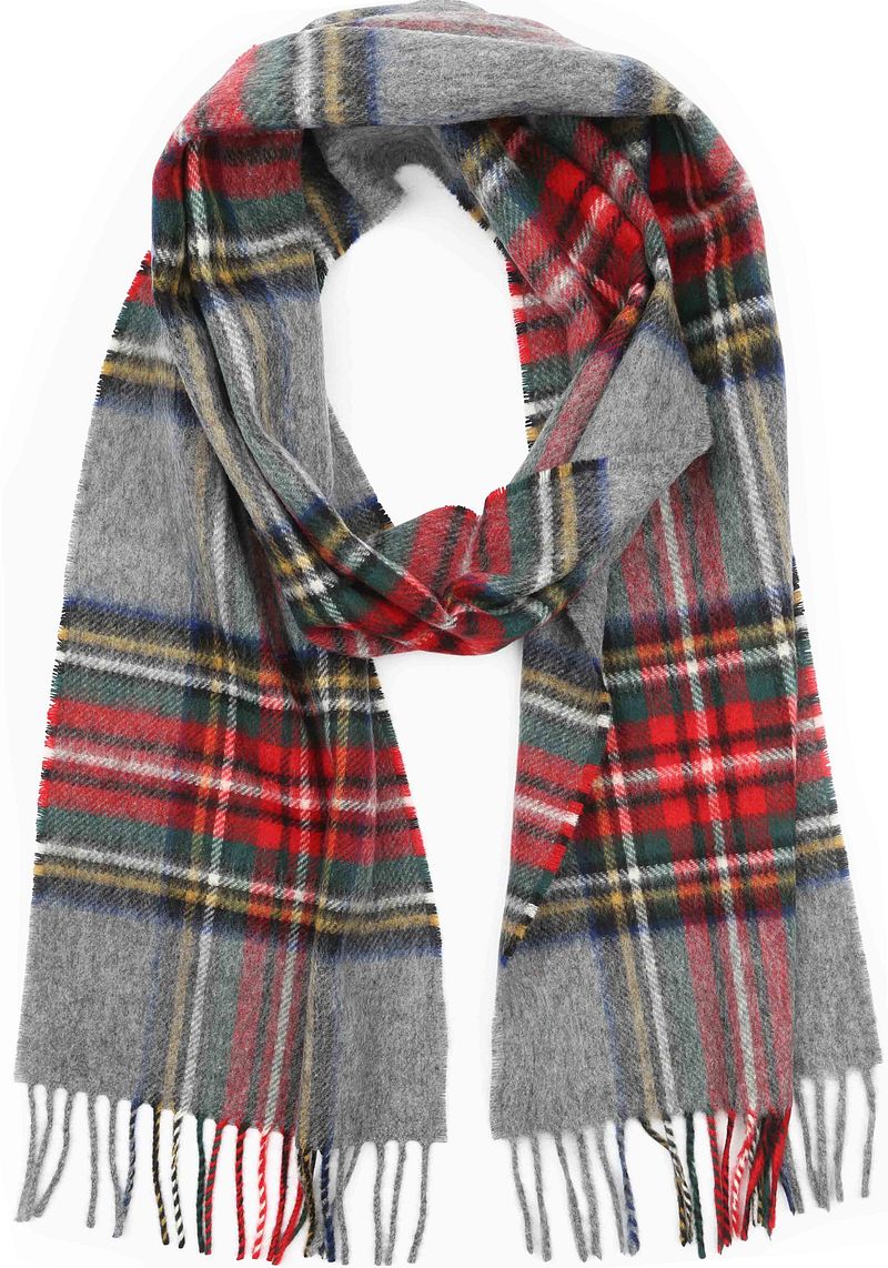 Suitable Sjaal Ruit Merino Wol Grijs Multicolour -