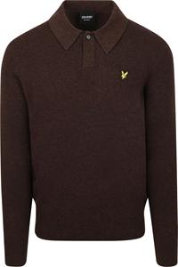 Lyle and Scott Lyle & Scott Longsleeve Poloshirt Lamswol Bruin