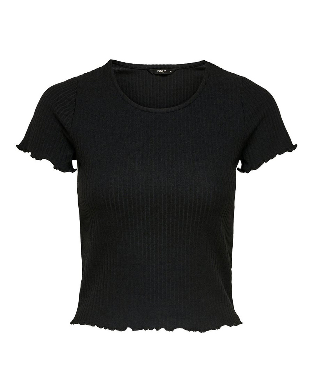 Only Shirt met ronde hals ONLEMMA S/S SHORT TOP NOOS JRS Ronde hals, modieus, regular fit, gegolfde afwerking, effen