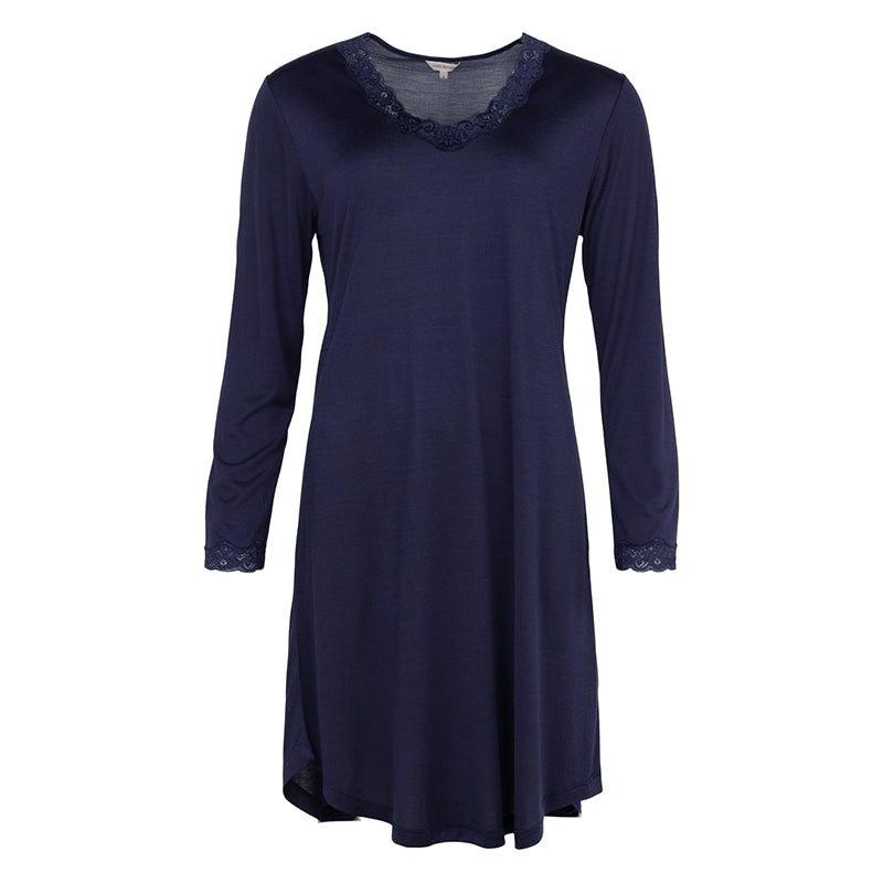 Lady Avenue Silk Jersey nachtjapon, blauw