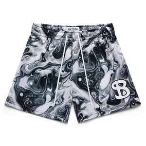 BigSopping BKTSQD Heren Sneldrogende Mesh Parel Basketbalshorts - Losse Pasvorm, Vierpunts Casual Buitensportbroek S zwart