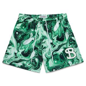 BigSopping BKTSQD Heren Sneldrogende Mesh Parel Basketbalshorts - Losse Pasvorm, Vierpunts Casual Buitensportbroek M groen
