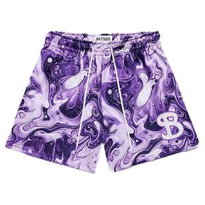 BigSopping BKTSQD Heren Sneldrogende Mesh Parel Basketbalshorts - Losse Pasvorm, Vierpunts Casual Buitensportbroek M paars