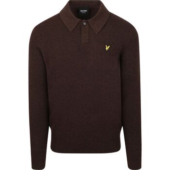 Lyle And Scott Polo Shirt Lange Mouw  Lyle Scott Longsleeve Poloshirt Lamswol Bruin