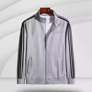 TopSky Groot Casual Drie-Strepen Sweatshirt - Opstaande Kraag Effen Jas voor Lente en Herfst 4XL grijze kleur