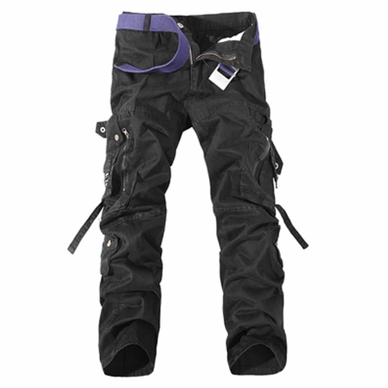 Nice House Cargobroeken Herenmode Casual broek Rechte militaire broek met meerdere zakken 34 zwart