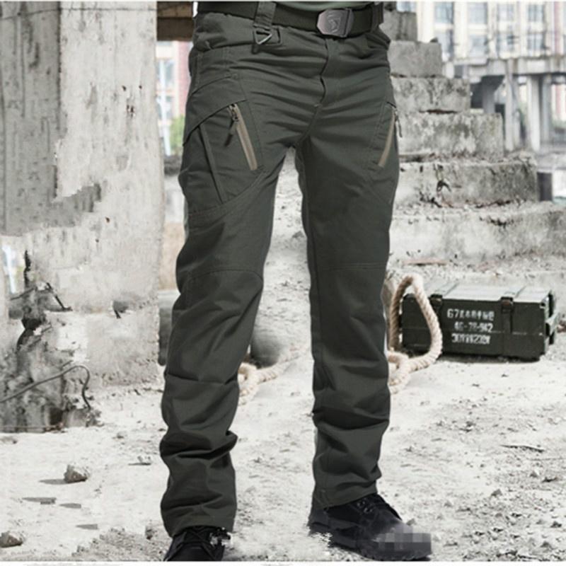 HaoShoes Militaire tactische broek voor heren SWAT Combat militaire broek Herenzakken met veel zakken Outdoor waterdichte casual cargobroek Tactische broek M groen