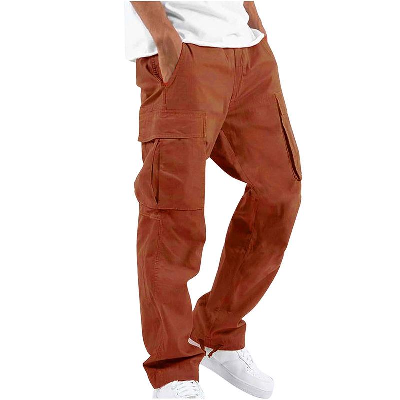 Seventy-two change clothing Heren Cargo Broeken Multi-Pocket Linten Sweatpants Streetwear Casual Heren Broeken Broeken L oranje
