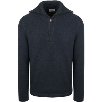 Suitable Sweater  Deep Zip Pullover Boiled Wool Navy