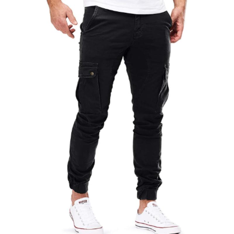 Marll Heren Broek Tactische Broek Joggers Broek Heren Broek Effen Kleur Meerdere Zakken Rechte Casual Cargo Broek voor Dagelijks Gebruik L zwart