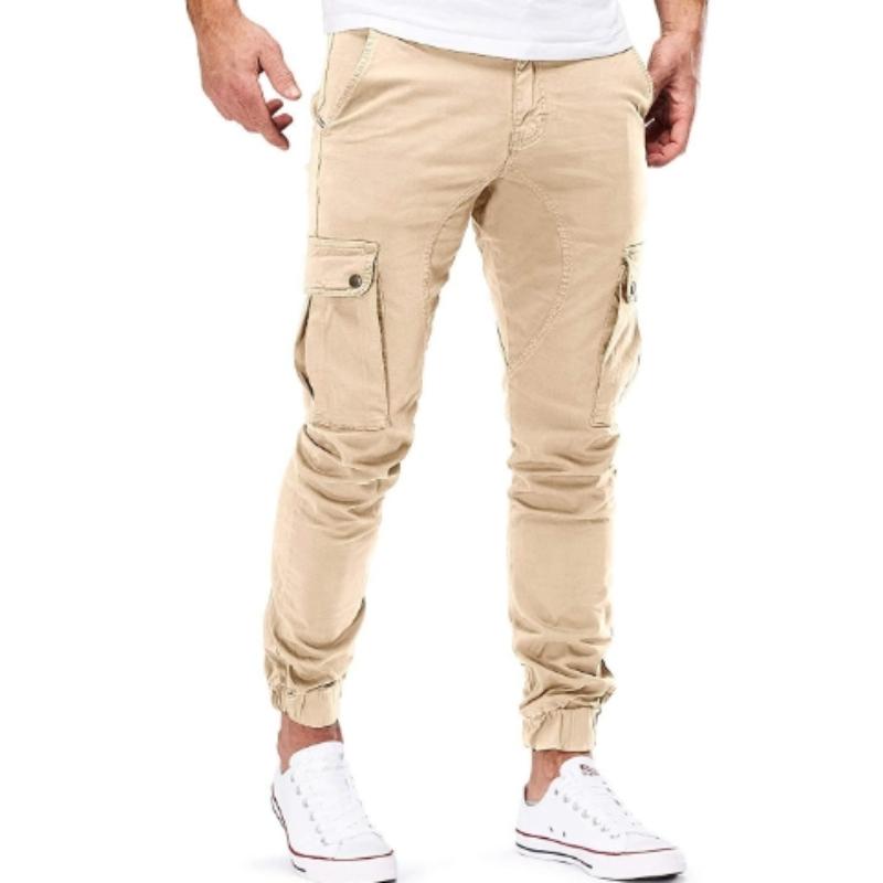 Marll Heren Broek Tactische Broek Joggers Broek Heren Broek Effen Kleur Meerdere Zakken Rechte Casual Cargo Broek voor Dagelijks Gebruik L kaki