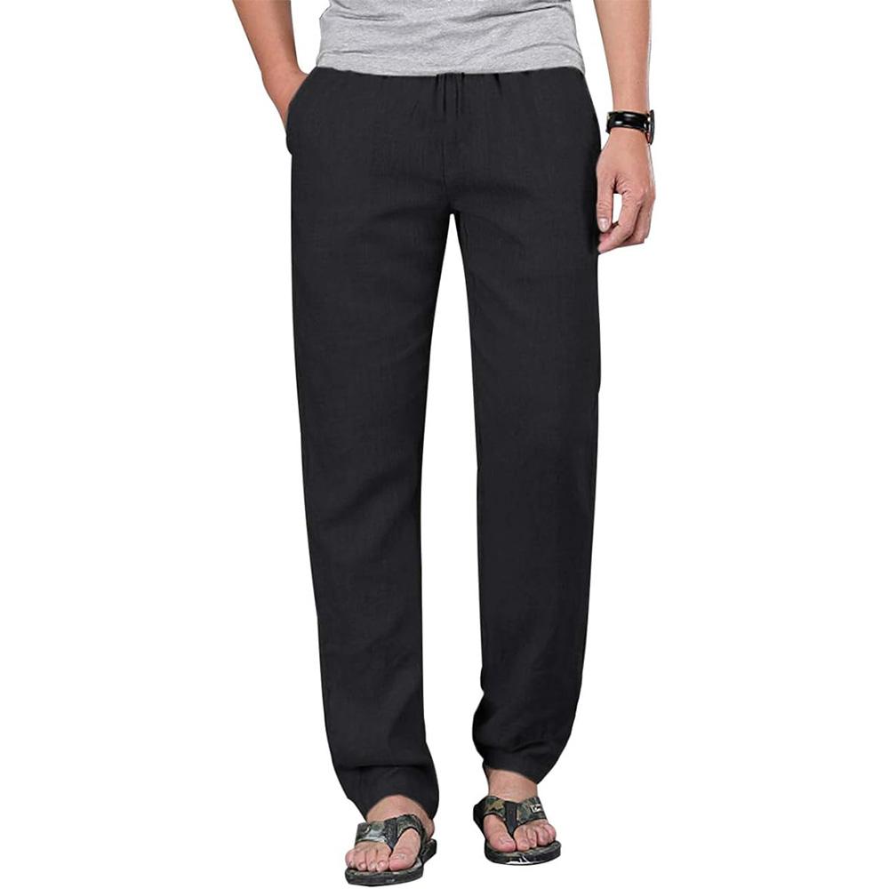 King Billion Heren katoenen linnen trekkoordbroek elastische taille casual joggingbroek yogabroek strandbroek baggy losse heren joggingbroek XXL