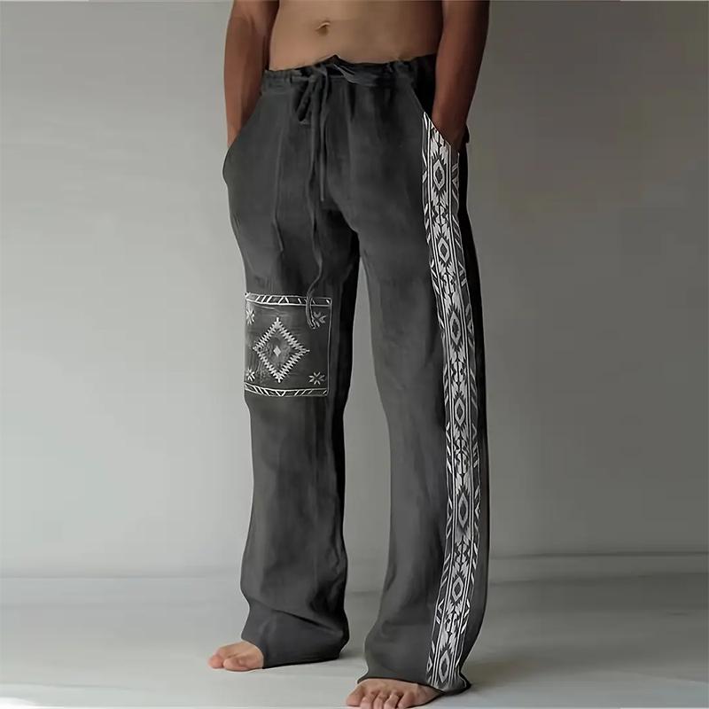 Womennn Heren Losse Casual Effen Broek Magische Patronen Bedrukt Rechte Broek 8XL grijs