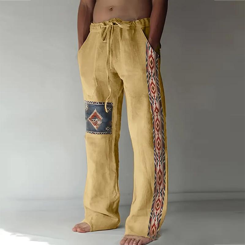 Womennn Heren Losse Casual Effen Broek Magische Patronen Bedrukt Rechte Broek 3XL geel