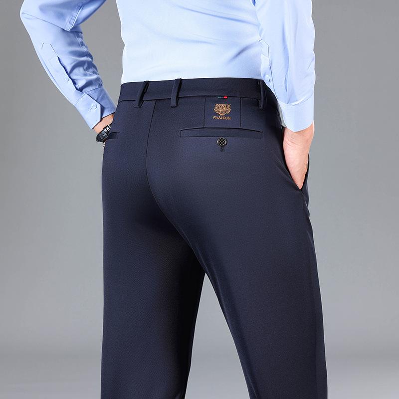 XBHBEAUTY Lente en Herfst Nieuwe Casual Broeken Heren Casual Broeken Zakelijke Broeken Rechte Pijp Losse Dikke Herenbroeken 36 marineblauwe kleur