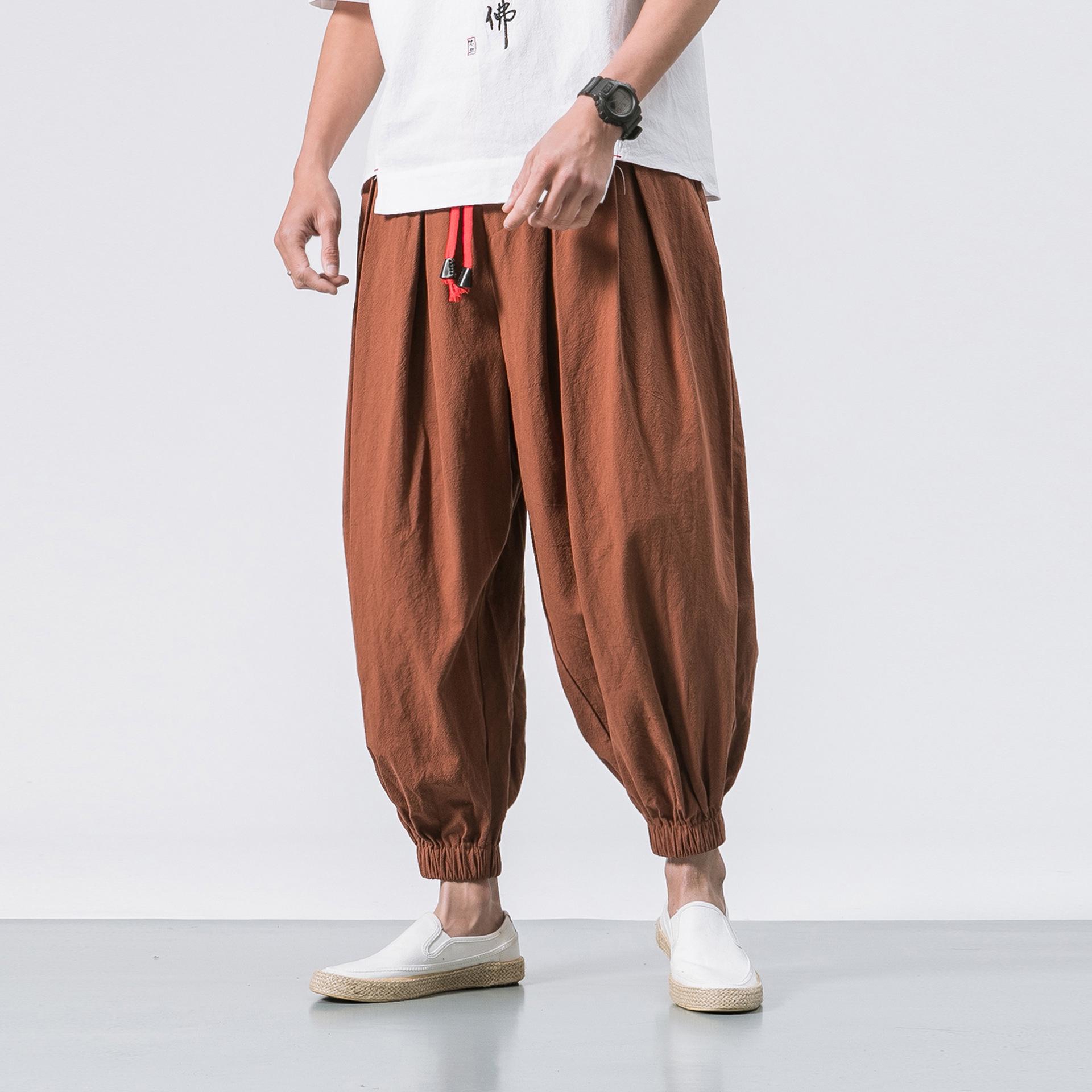 MAITA Emodern Heren zomerstijl Harren's Baggy wijde broek Mode comfortabele broek XXXXXL koffie