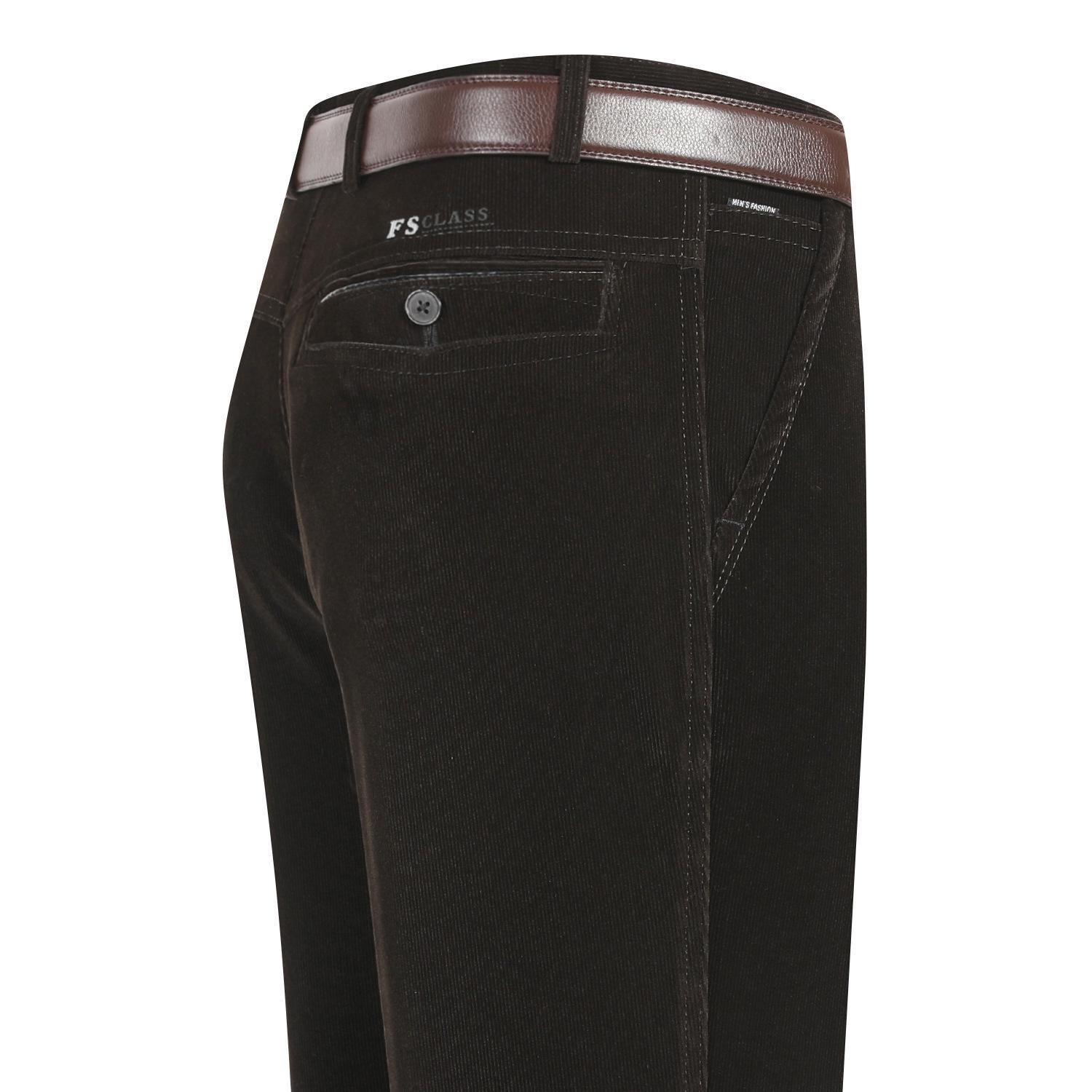 AI Supermarket Heren High-Waist Elastische Corduroy Broek - Casual Rechte Broek voor de Herfst Size 35 2 feet 8 waist donkere kaki kleur