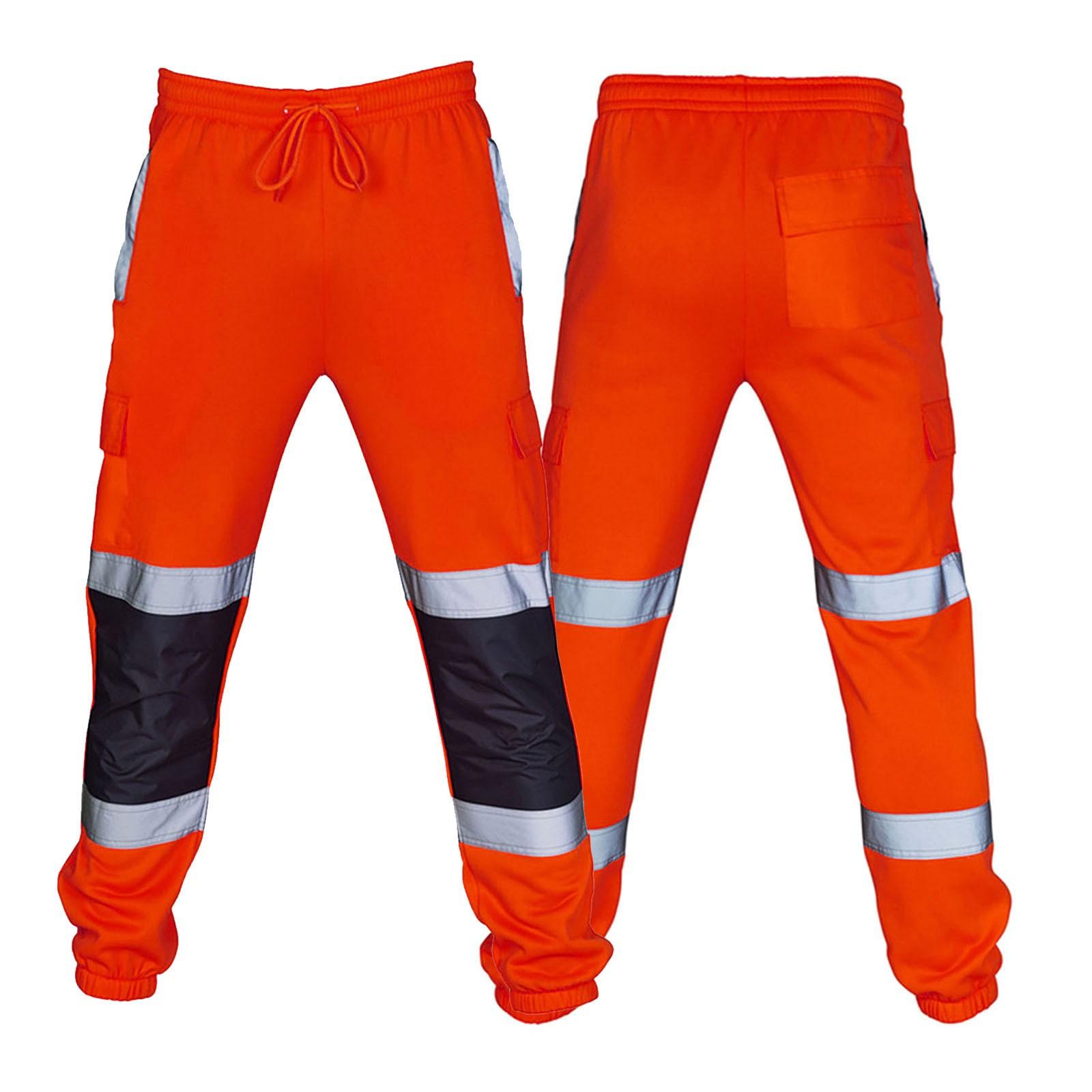 Xingben Four Heren Casual Broek Splicing Reflecterende Streep Werkkleding Casual Zak Cargo Broek XL oranje