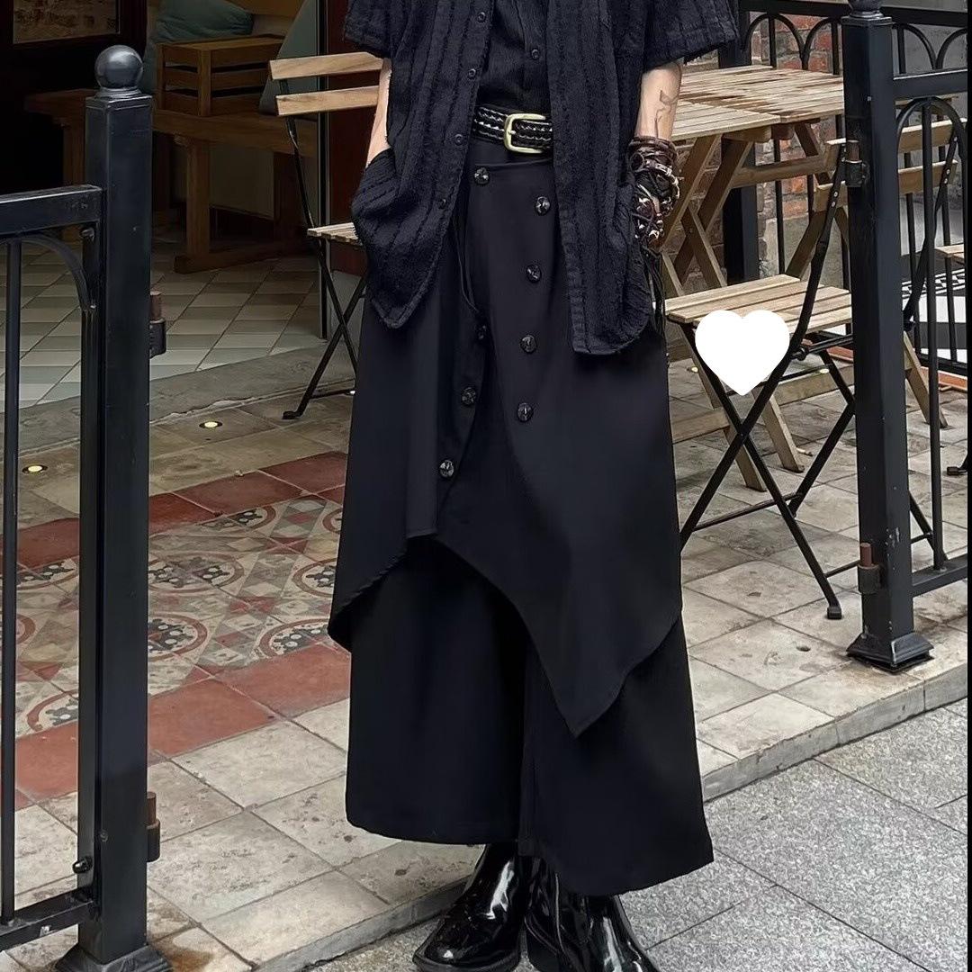 VantaGoods Heren lente- en herfstbroek met wijde pijpen in Chinese stijl met Yamamoto Yohji Kendo Samurai-invloeden M