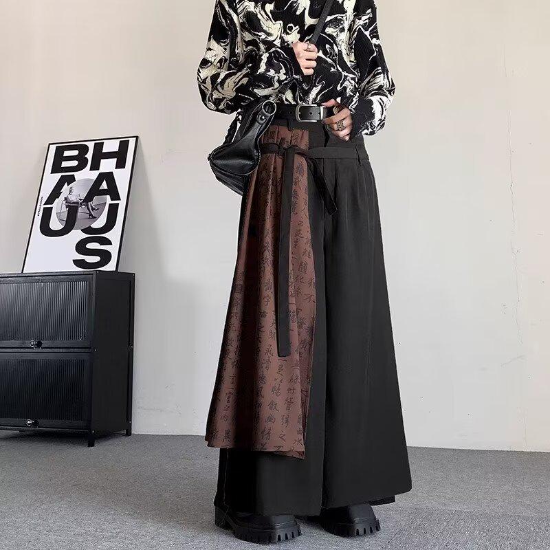 VantaGoods Heren lente- en herfstbroek met wijde pijpen in Chinese stijl met Yamamoto Yohji Kendo Samurai-invloeden L