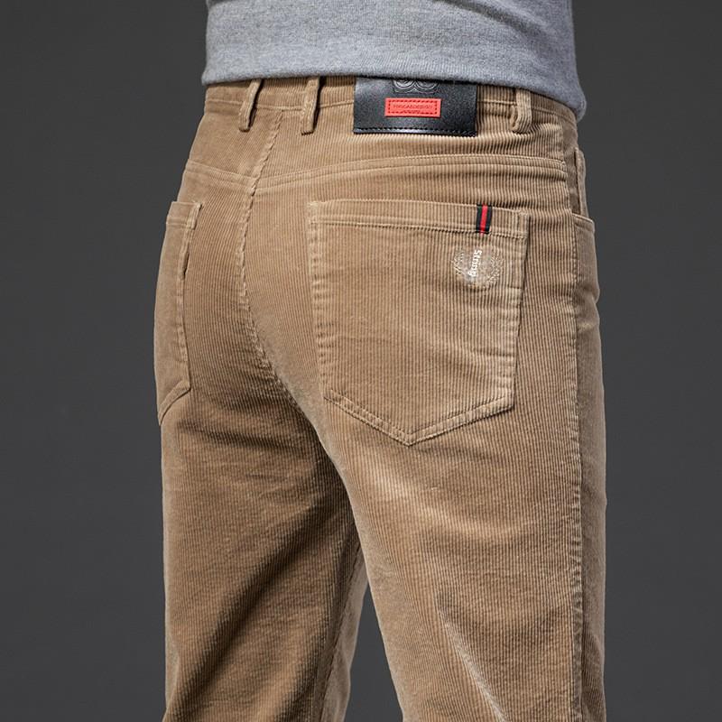 VantaGoods Corduroy Casual Stretchbroek voor heren - Herfst/Winter, Losse, Rechte pasvorm, Veelzijdige broek 38 kaki