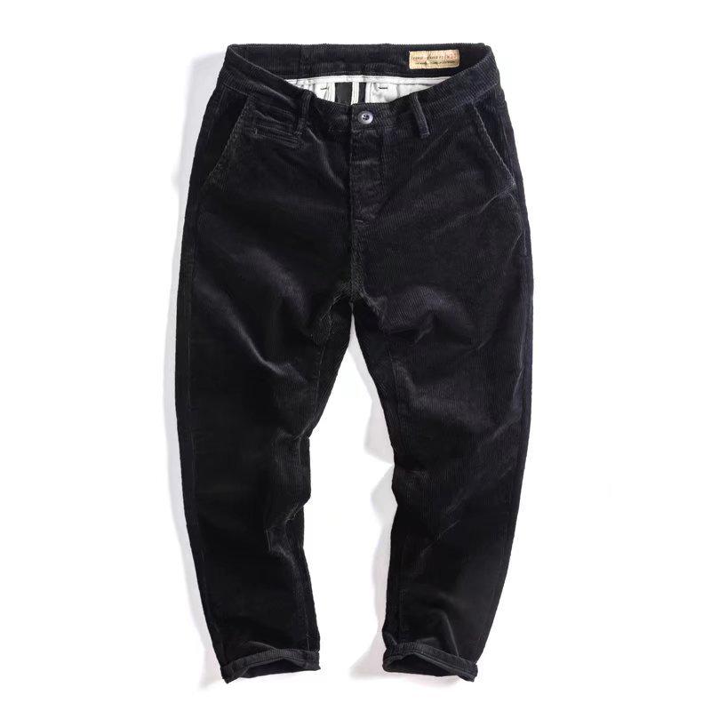 StrideBox Heren Trendy Losse Corduroy Winterbroek 2022 M zwart