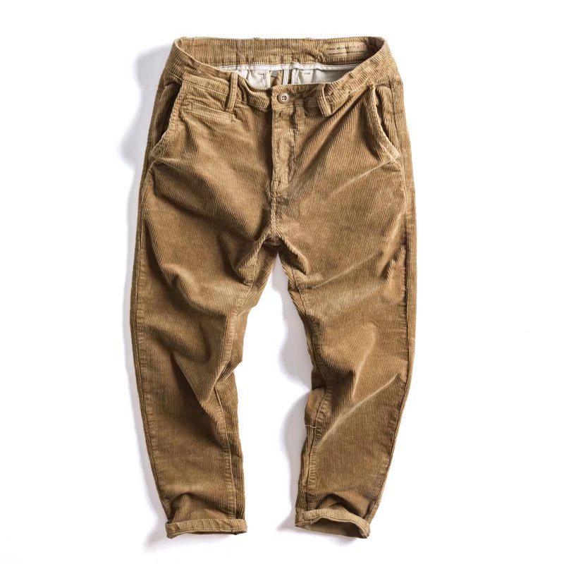StrideBox Heren Trendy Losse Corduroy Winterbroek 2022 2XL kaki