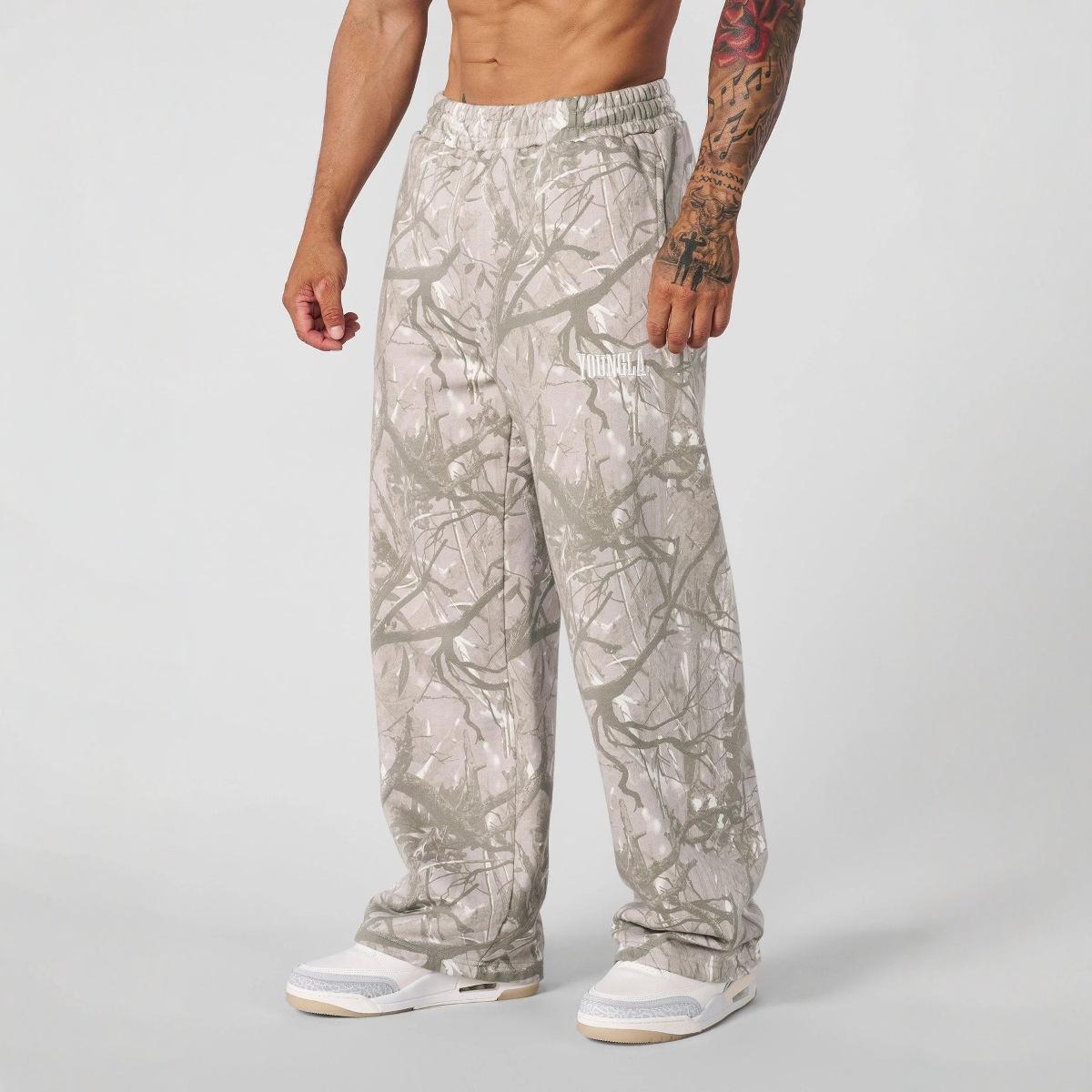 UrbanEdge YOUNGLA Heren Camouflage Wijde Pijpen Casual Broek: Digitale print, trendy en losvallend. Medium