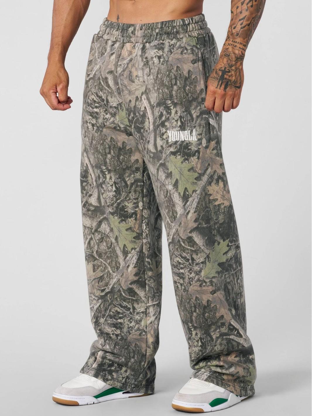 UrbanEdge YOUNGLA Heren Camouflage Wijde Pijpen Casual Broek: Digitale print, trendy en losvallend. Medium