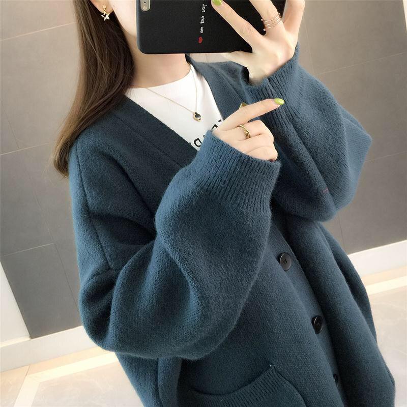 WTEMPO Damesgebreid vest voor herfst en winter, Koreaanse versie, luie stijl, los en dun, veelzijdig vest voor studenten XL