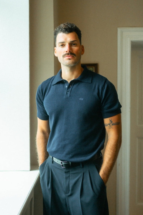 DIRTS Herren vegan Strick-Poloshirt Navy