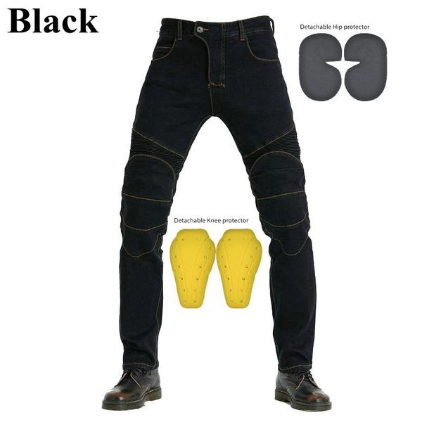 KR-ZAHUODIAN Winddichte motorfiets race-jeans casual broek heren motorcross off-road kniebeschermende moto-jeansbroek L zwart