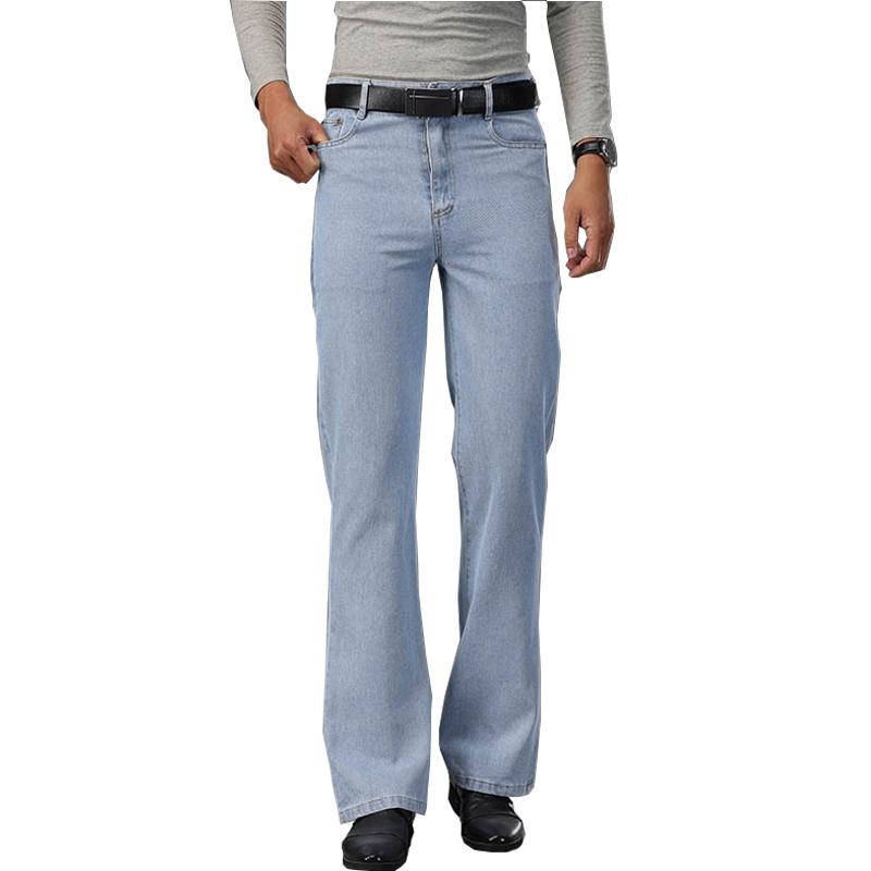 LFSZY121 Zomer uitlopende jeans voor heren Boot Cut Leg uitlopende mannelijke ontwerper Klassieke denim jeans Lichtblauwe jeans 33 lichtblauwe kleur