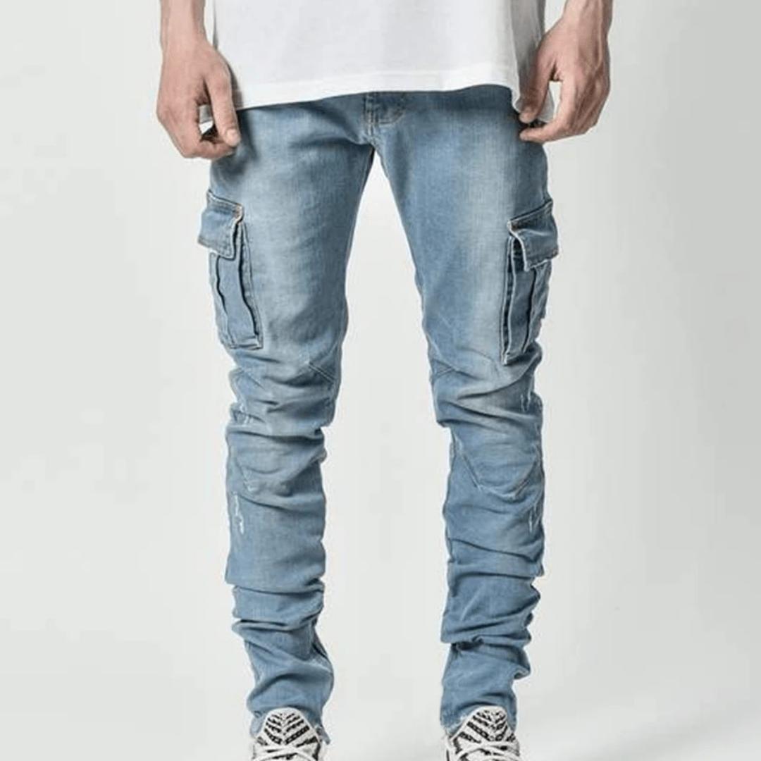 Zhuoneng Clothing Nieuwe jeans heren skinny jeans met zijzak en kleine pijpen voor heren L
