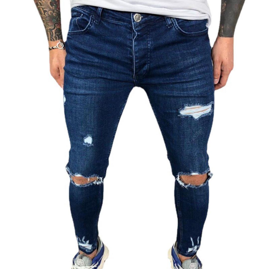 Zhuoneng Clothing Hoge kwaliteit gescheurde chino's voor heren, gescheurde stretchjeans, nieuw S