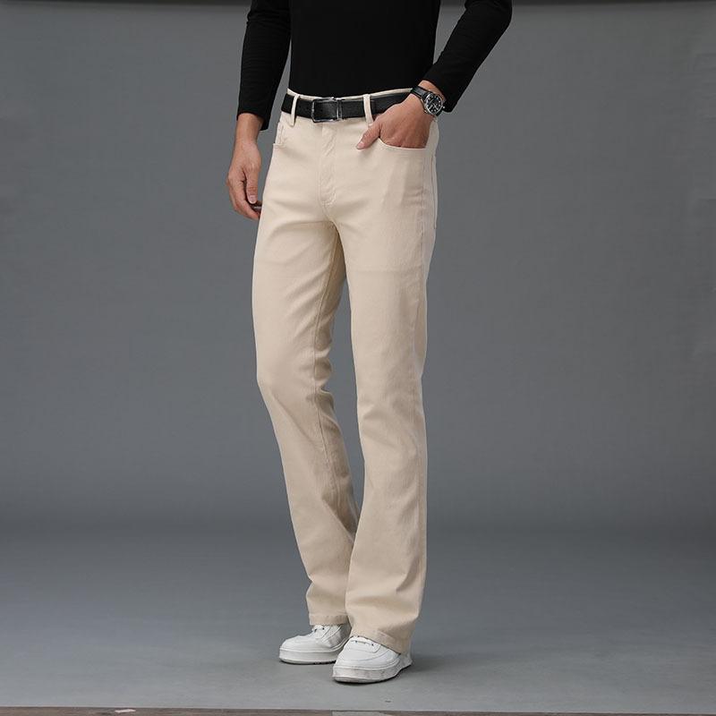LFSZY121 Micro-Flare-denimbroek voor heren Koreaanse versie van Elastic Casual Flared-broek Flared-broek 34 beige