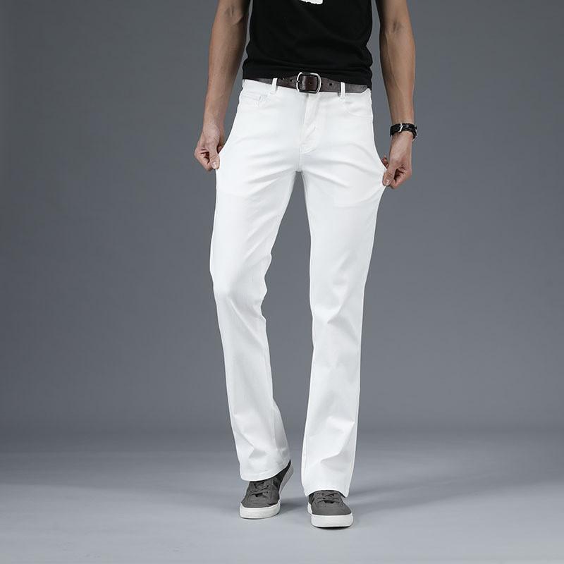 LFSZY121 Micro-Flare-denimbroek voor heren Koreaanse versie van Elastic Casual Flared-broek Flared-broek 38 wit